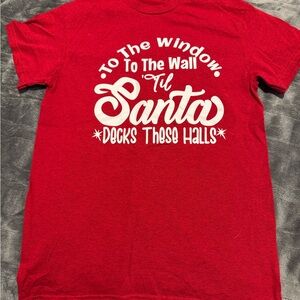 Red Graphic T-Shirt with Santa Print